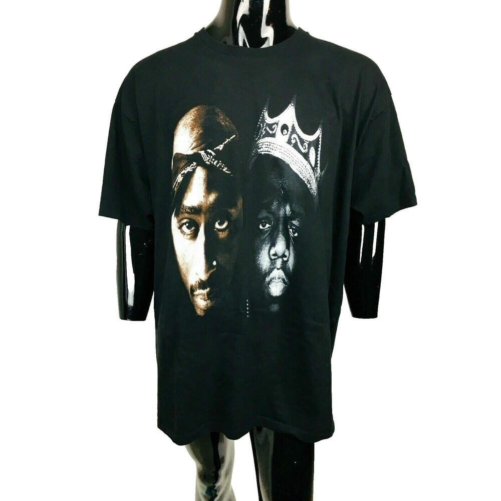 Vintage 90s Hip-Hop East Coast West Coast Tupac Biggie Graphic Tee Size 3XL XXXL